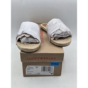 Lucky Brand Women's Biricha Flat Sandal, Tusk - Nappa Leather - Sz 6 M